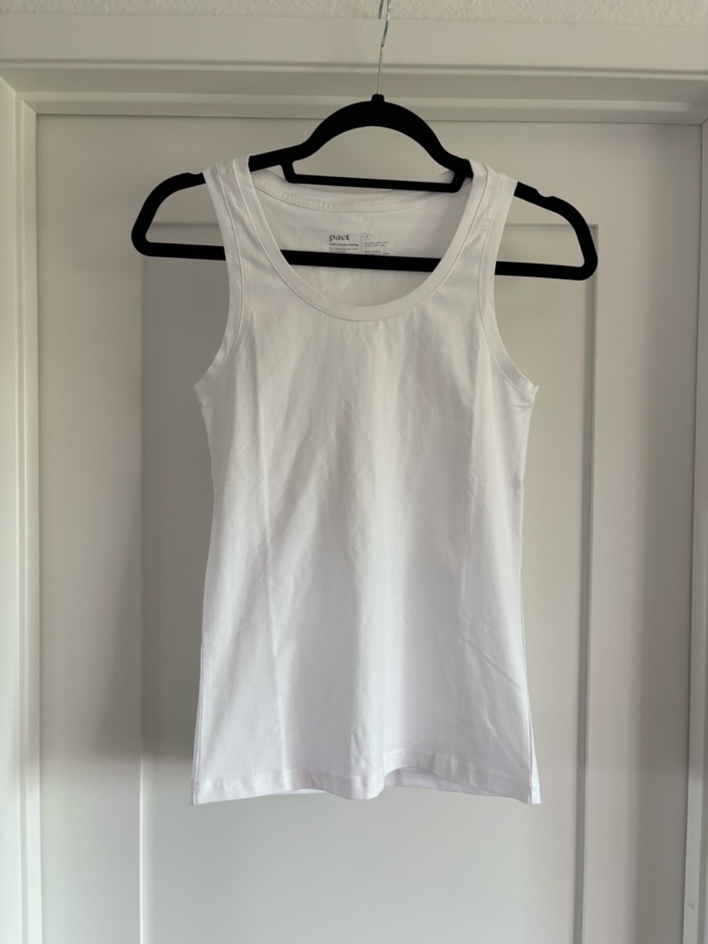 Pact White Scoop Neck Organic Cotton Tank Top Cami Yoga Size Small READ